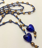 Bohemian Chic Lariat - ROYAL - Deep blue and Amber tones