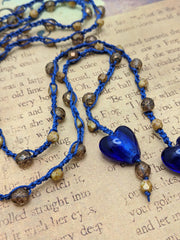 Bohemian Chic Lariat - ROYAL - Deep blue and Amber tones