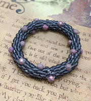 Continuous pebbles bangle - DENIM and PINK