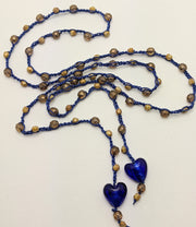 Bohemian Chic Lariat - ROYAL - Deep blue and Amber tones