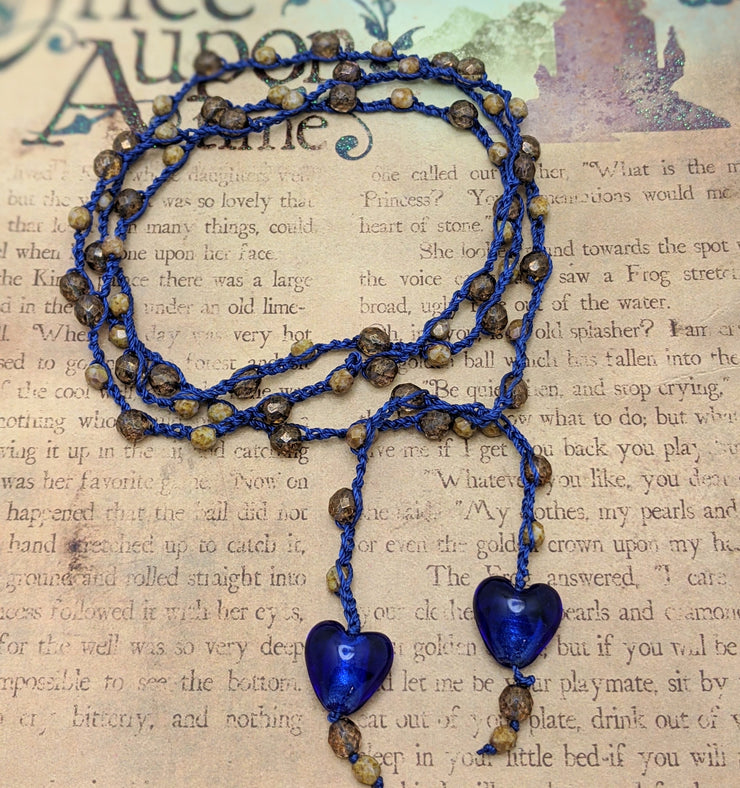 Bohemian Chic Lariat - ROYAL - Deep blue and Amber tones
