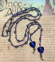 Bohemian Chic Lariat - ROYAL - Deep blue and Amber tones