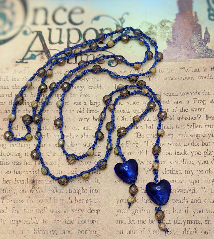Bohemian Chic Lariat - ROYAL - Deep blue and Amber tones