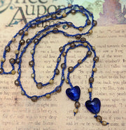 Bohemian Chic Lariat - ROYAL - Deep blue and Amber tones