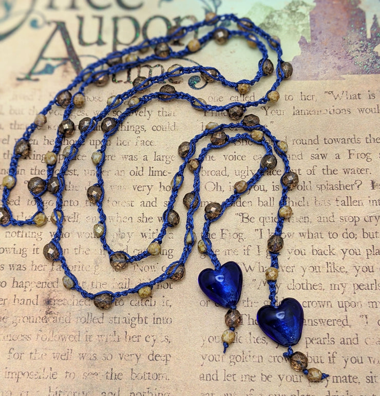 Bohemian Chic Lariat - ROYAL - Deep blue and Amber tones