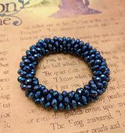 Extra thick continuous bangle bracelet - BLUE SPARKLES