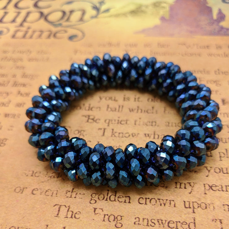 Extra thick continuous bangle bracelet - BLUE SPARKLES