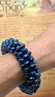 Extra thick continuous bangle bracelet - BLUE SPARKLES