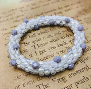 Continuous pebbles bangle - LINEN WHITE and LAVENDER