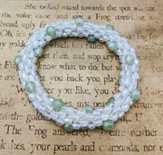 Continuous pebbles bangle - LINEN WHITE and PALE GREEN