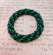 Continuous bangle bracelet - Green and Black (S)