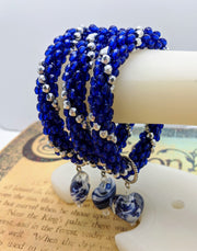 Continuous bangle - with Dangle - Blue & Silver