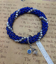 Continuous bangle - with Dangle - Blue & Silver