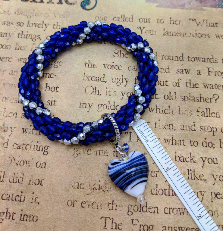 Continuous bangle - with Dangle - Blue & Silver