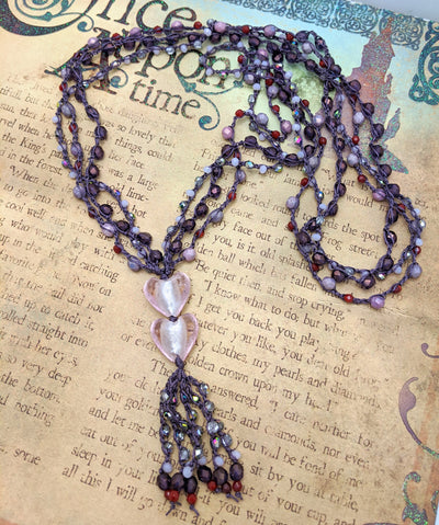 Bohemian Chic Beaded Necklace - RED PURPLE PINK