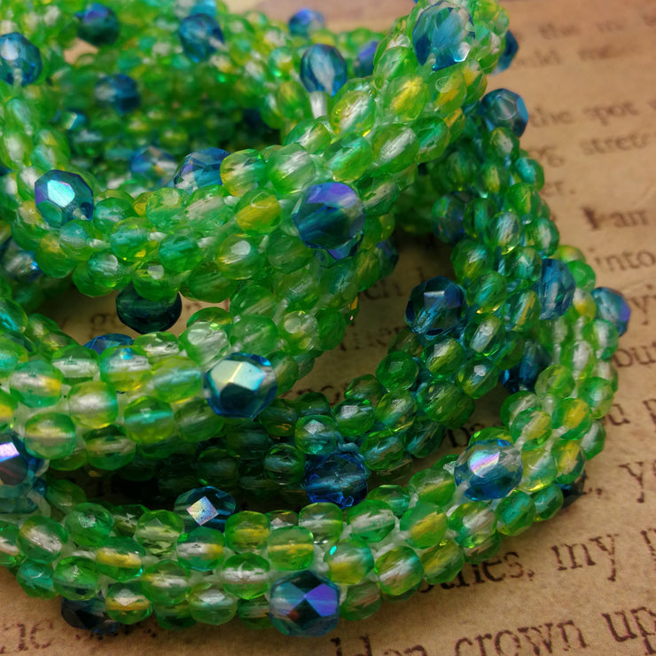 Continuous Pebbles Bangle - LIME APPLE GREEN and BLUE