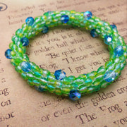 Continuous Pebbles Bangle - LIME APPLE GREEN and BLUE