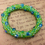 Continuous Pebbles Bangle - LIME APPLE GREEN and BLUE