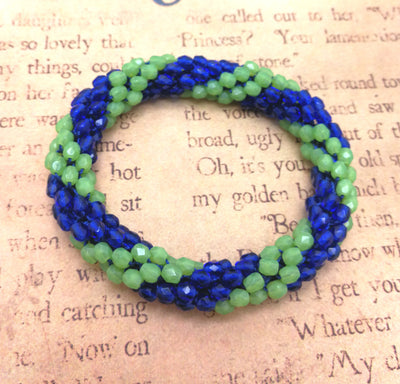 Continuous bangle bracelet - GREEN and BLUE