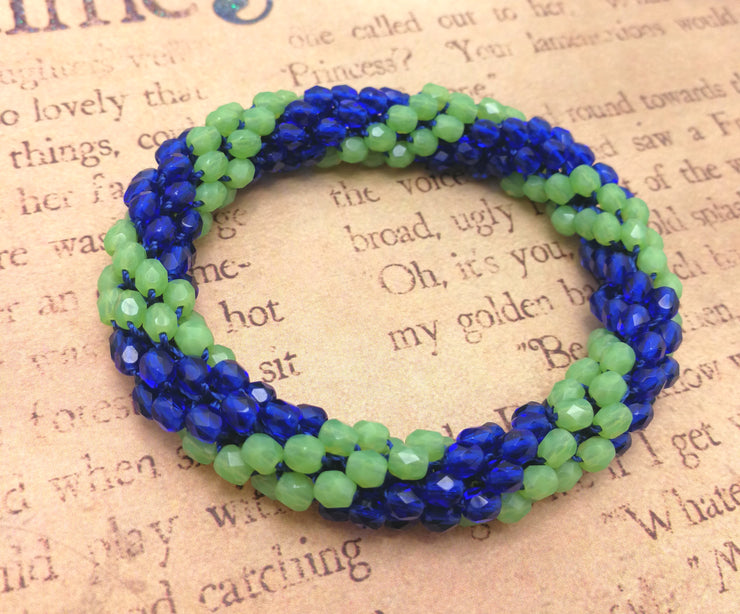 Continuous bangle bracelet - GREEN and BLUE