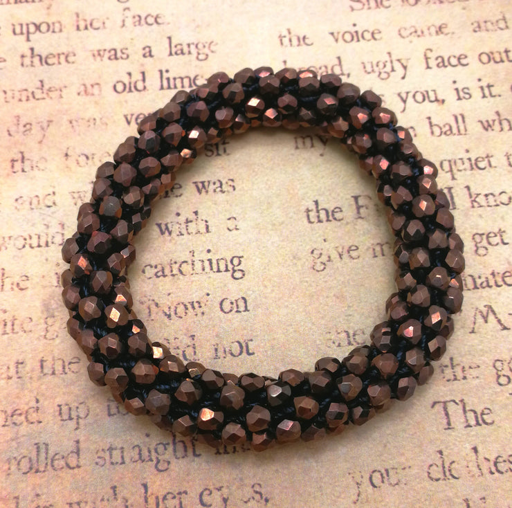 Continuous bangle bracelet - BRONZE colored sparkle