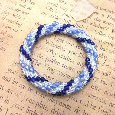 Continuous bangle bracelet - blues stripes