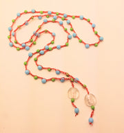 Bohemian Chic Lariat - In sky blue, apple green, apricot, and white