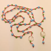 Bohemian Chic Lariat - In sky blue, apple green, apricot, and white