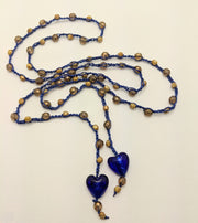 Bohemian Chic Lariat - ROYAL - Deep blue and Amber tones