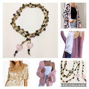 Bohemian Chic Lariat - In gold, black, purple, and pink