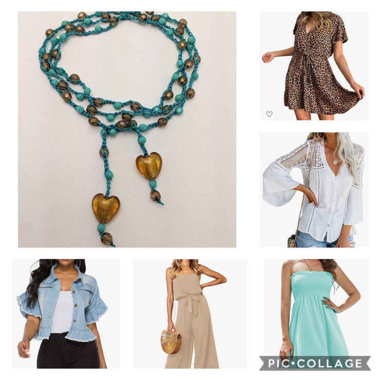 Bohemian Chic Lariat - Deep Sea - turquoise and gold tones