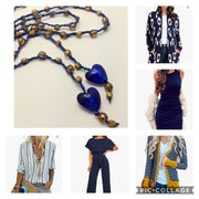 Bohemian Chic Lariat - ROYAL - Deep blue and Amber tones