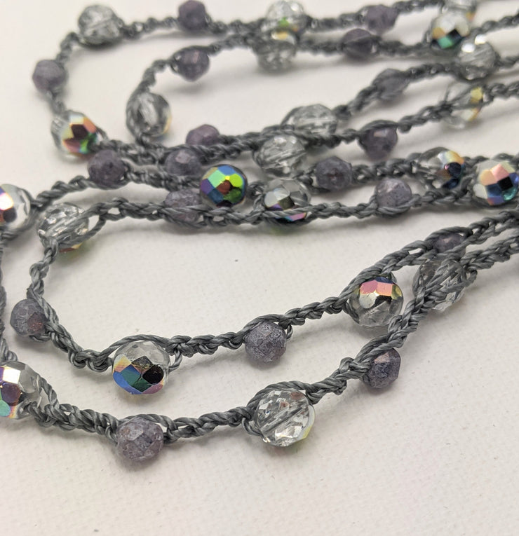 Bohemian Chic Lariat - Lavender and Pewter tones