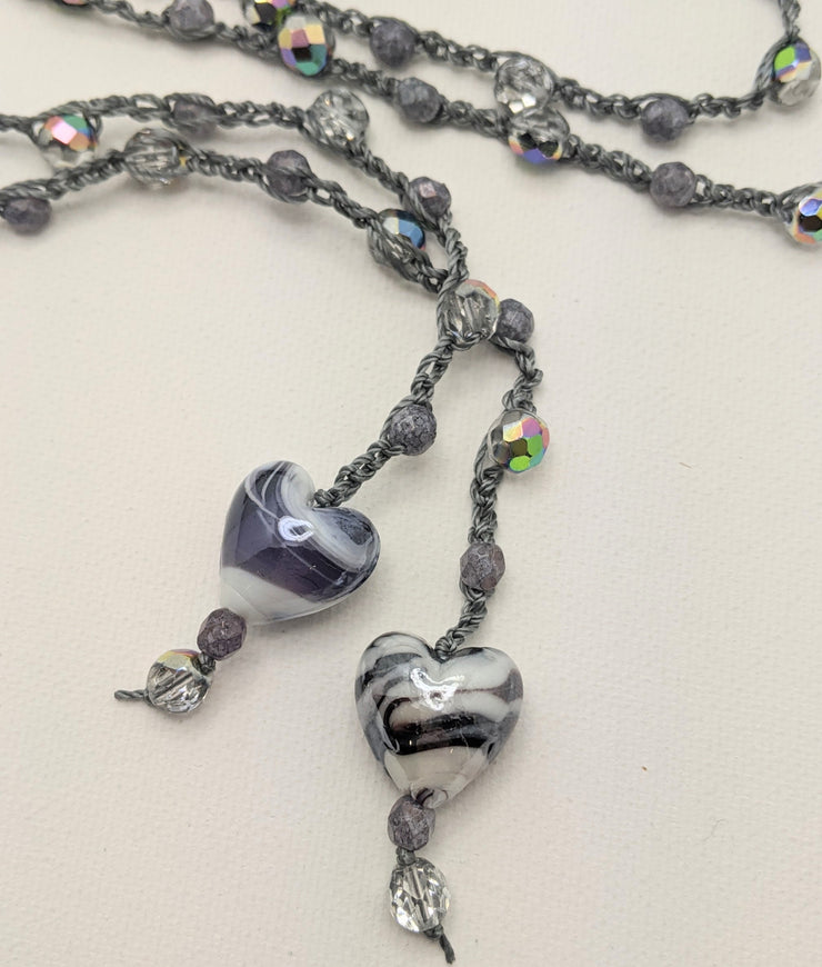 Bohemian Chic Lariat - Lavender and Pewter tones