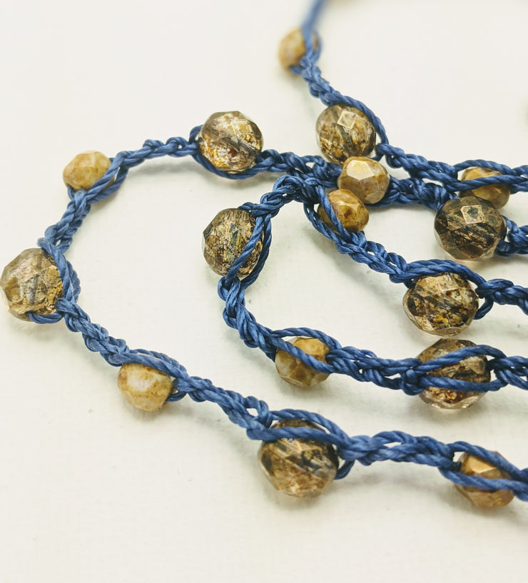 Bohemian Chic Lariat - ROYAL - Deep blue and Amber tones