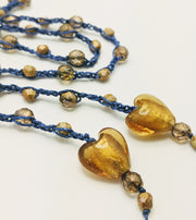 Bohemian Chic Lariat - ROYAL - Deep blue and Amber tones