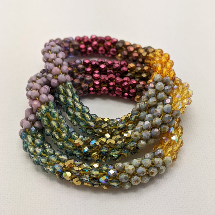 Continuous bangle bracelet -  Sparkly Warmth
