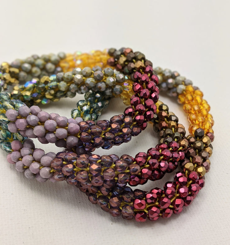 Continuous bangle bracelet -  Sparkly Warmth