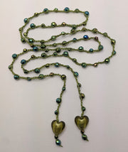 Bohemian Chic Lariat - Sparkly Olive and Blue