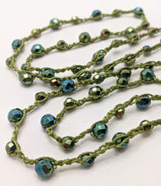 Bohemian Chic Lariat - Sparkly Olive and Blue