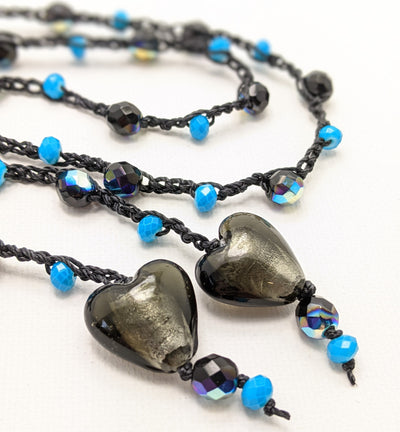 Bohemian Chic Lariat - Black and Turquoise