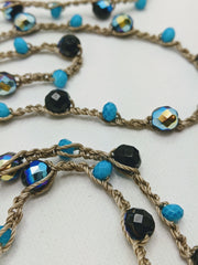 Bohemian Chic Lariat - Turquoise, Black, and Sand Tones