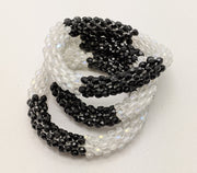 Continuous bangle bracelet - Black and White Color Block