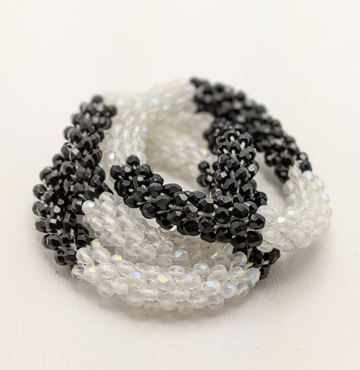 Continuous bangle bracelet - Black and White Color Block