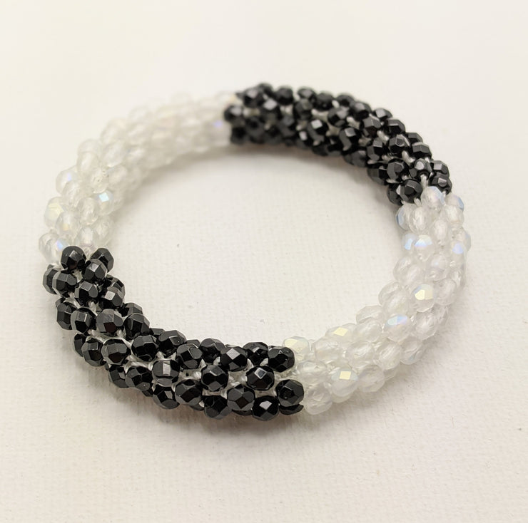 Continuous bangle bracelet - Black and White Color Block