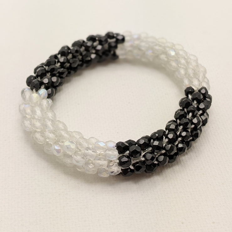 Continuous bangle bracelet - Black and White Color Block