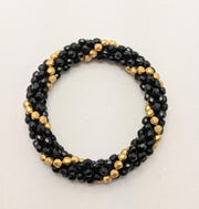 Continuous bangle bracelet - Black and Gold Swirl