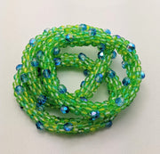 Continuous Pebbles Bangle - LIME APPLE GREEN and BLUE