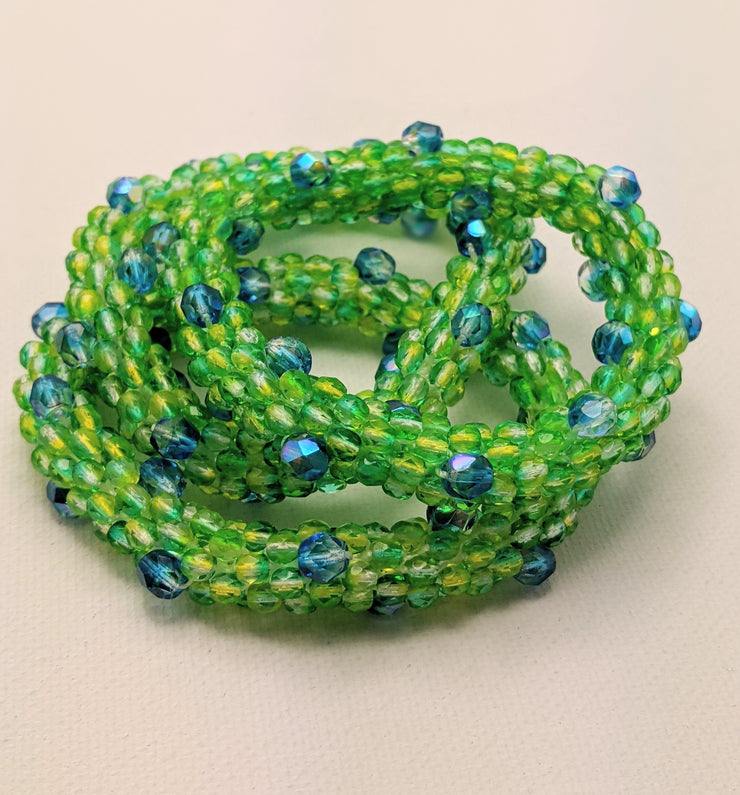 Continuous Pebbles Bangle - LIME APPLE GREEN and BLUE