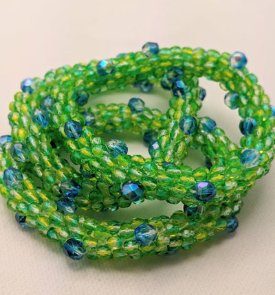 Continuous Pebbles Bangle - LIME APPLE GREEN and BLUE